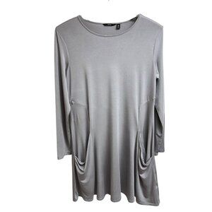 BETABRAND‎ Gray Soft Stretch Long Sleeve Jersey Travel Dress